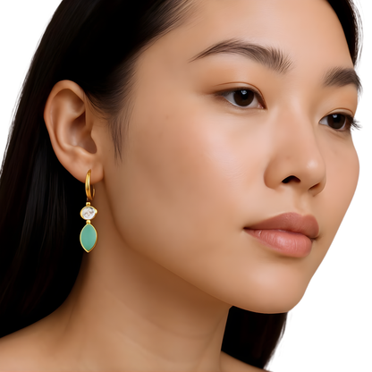 Gold Plated Gretchen Blue Enamel Petal Earrings