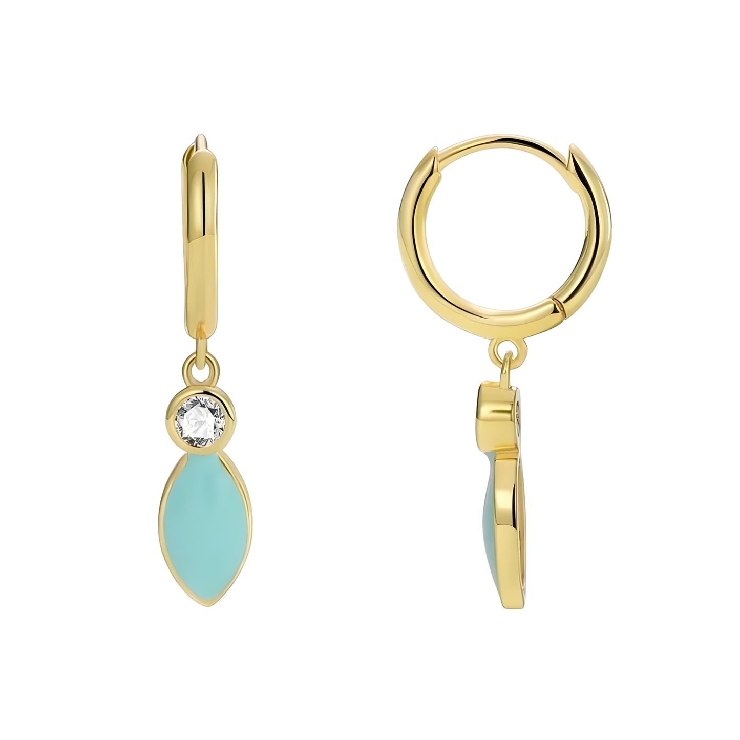 Gold Plated Gretchen Blue Enamel Petal Earrings