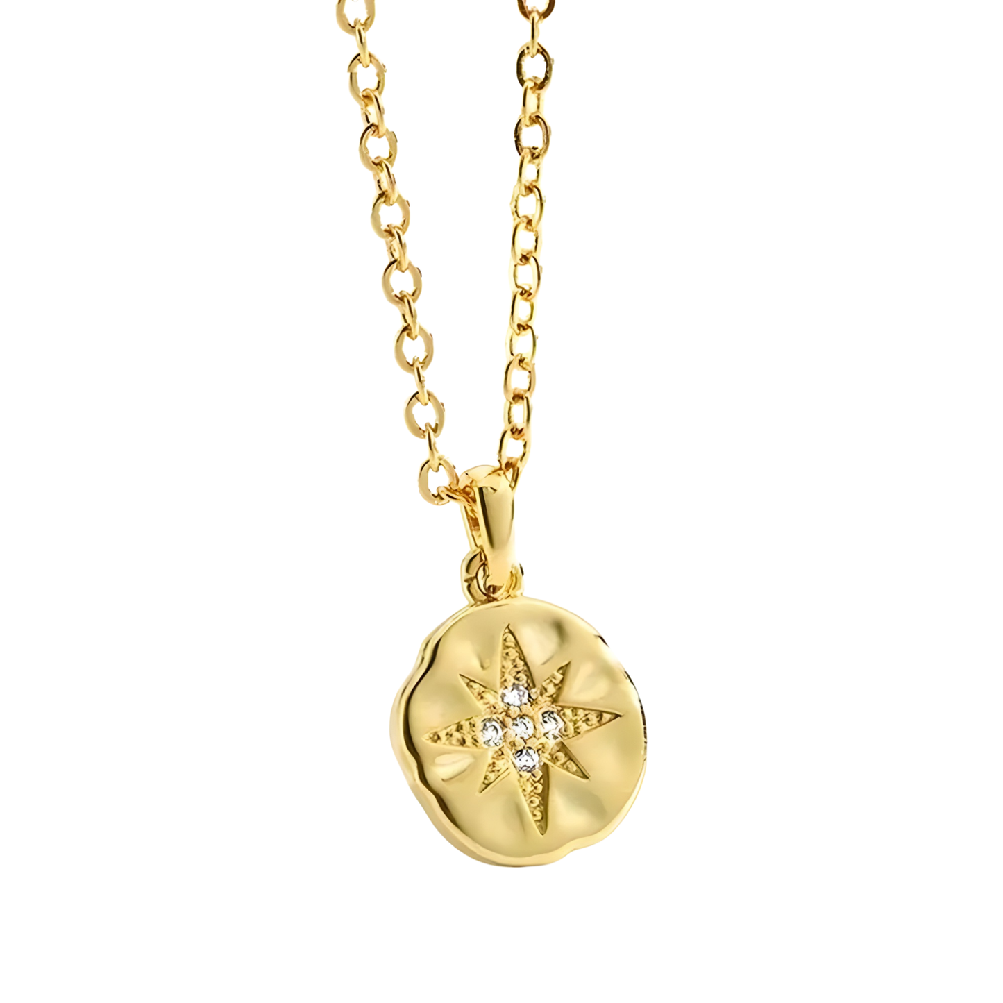 Gold Plated Stacey Sand Dollar North Star Pendant/Necklace