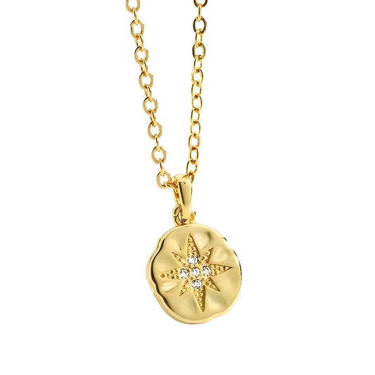Gold Plated Stacey Sand Dollar North Star Pendant/Necklace