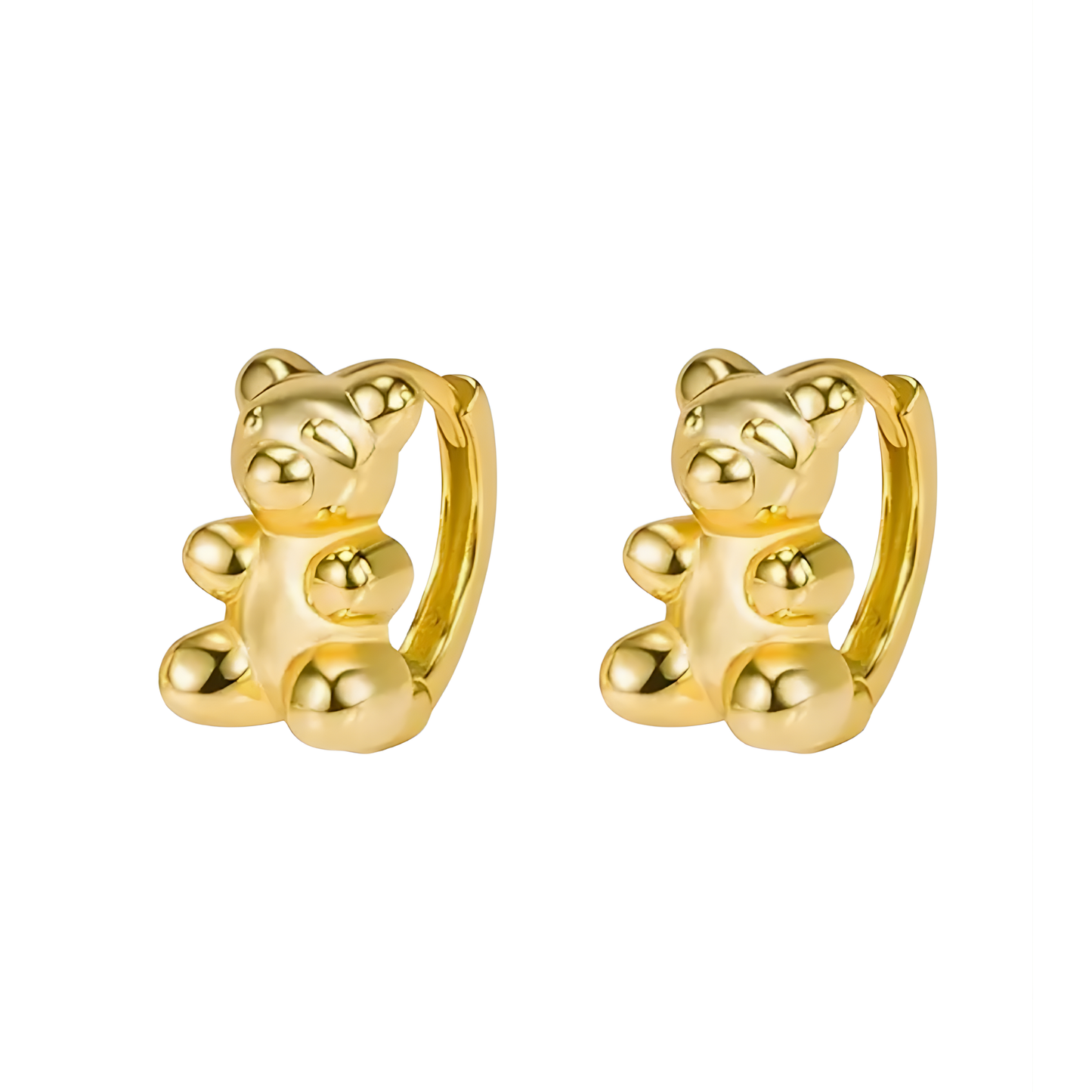 Gold "Gummie" Bear Huggie Hoop Earrings