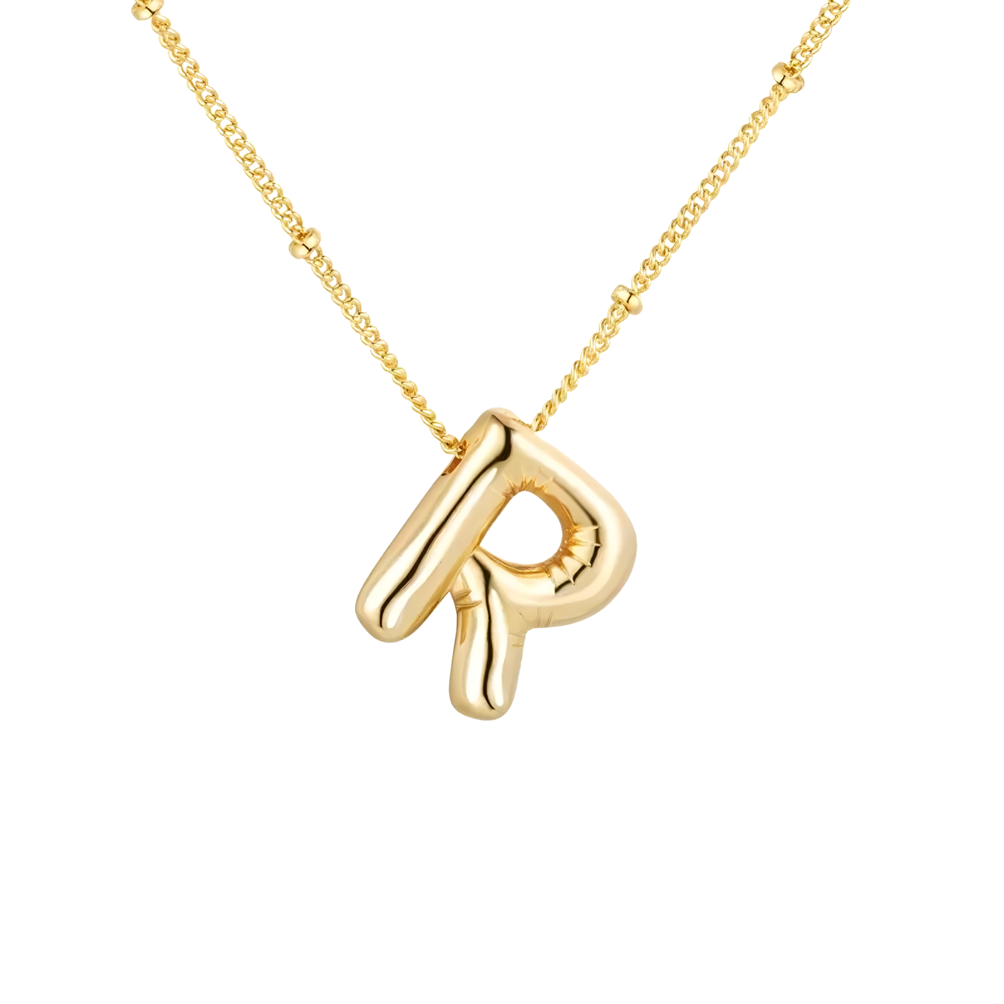 Gold Bubble Letter Initials Pendant/Necklace