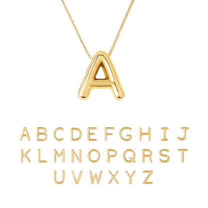 Gold Bubble Letter Initials Pendant/Necklace