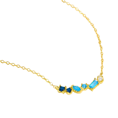 Gold & Blue Stone Chloe Smile Necklace