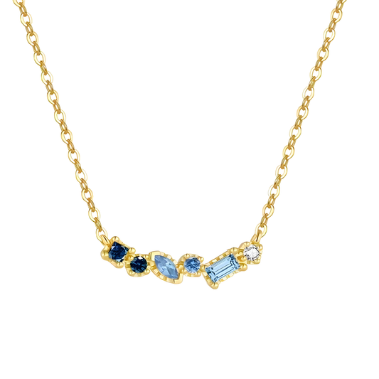Gold & Blue Stone Chloe Smile Necklace
