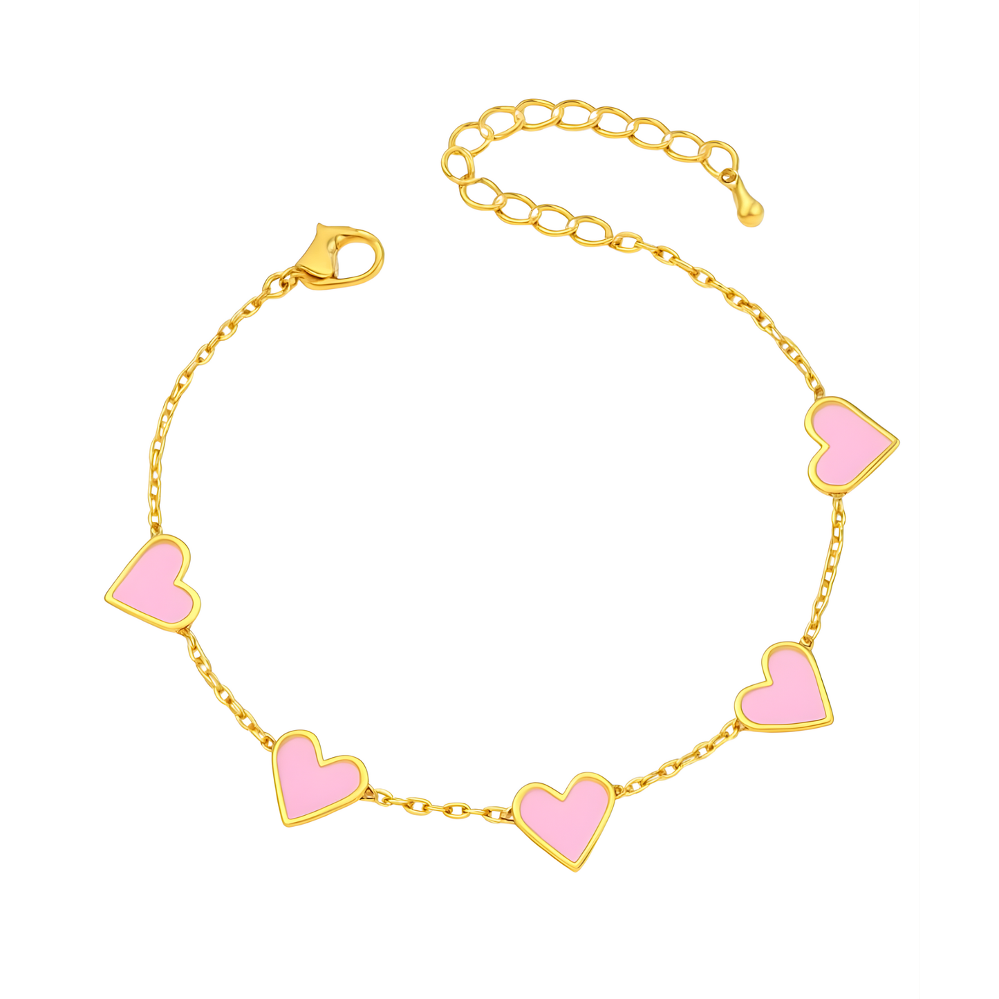 Black Enamel Jane Heart Chain Link Bracelet