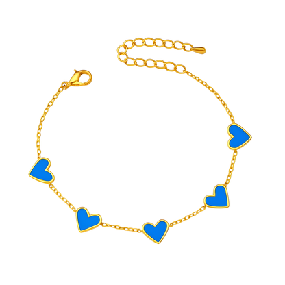 Black Enamel Jane Heart Chain Link Bracelet