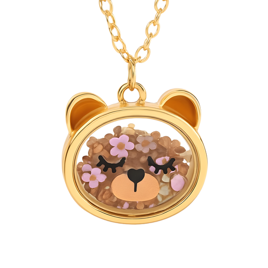 Little Rae Kids Bear Shaker Confetti Necklace