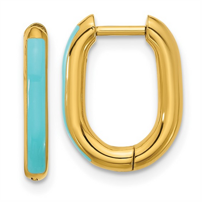 Kenna Enamel Oval Hoop Earrings