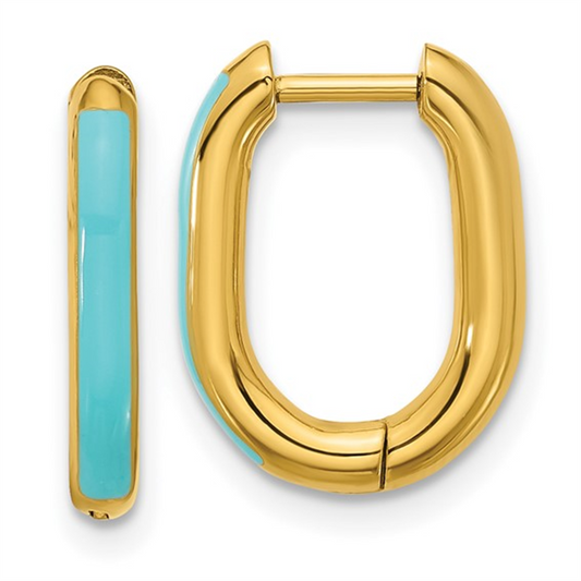 Kenna Enamel Oval Hoop Earrings