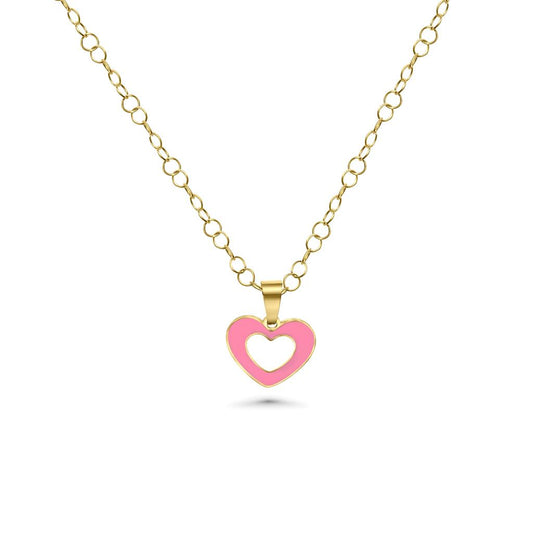 14K Vermeil Enamel Heart Charm Necklace