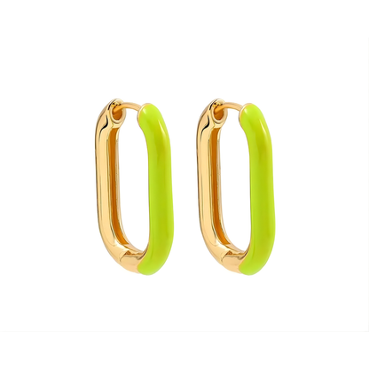 Gold Plated Neon Pink Gretchen Oval Hoop Earrings
