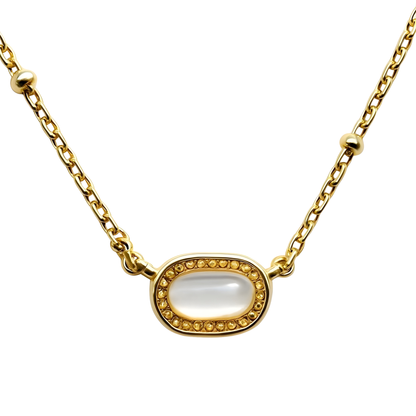 Gold Plated Pink Enamel Presley Halo Necklace
