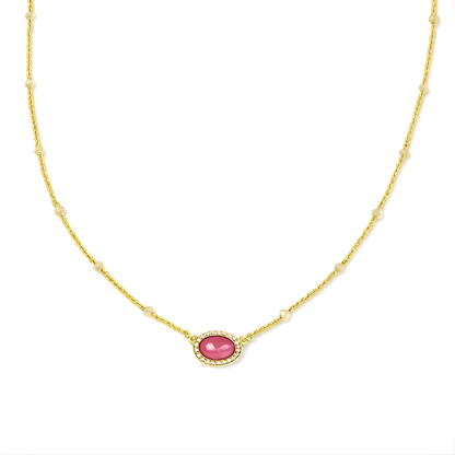 Gold Plated Pink Enamel Presley Halo Necklace