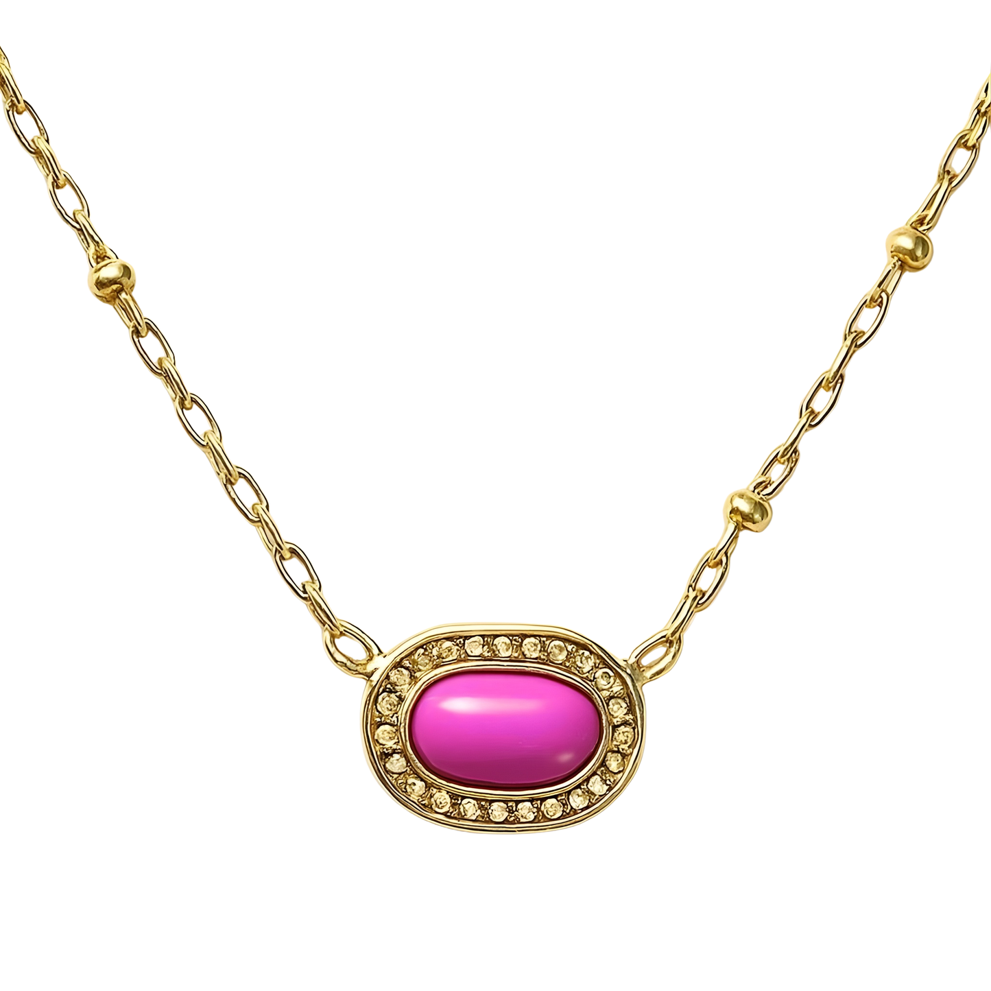 Gold Plated Pink Enamel Presley Halo Necklace