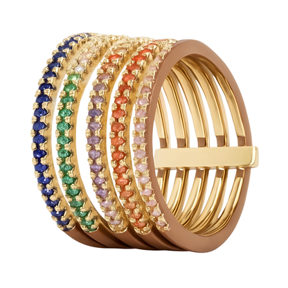 Gold Plated Multicolor Marla Stacking Ring