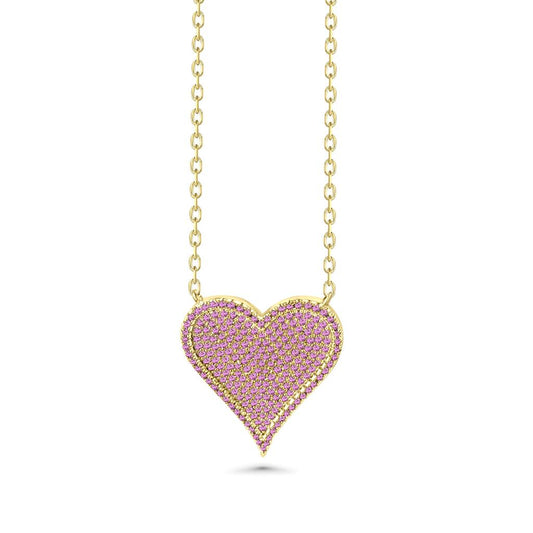 14K Vermeil Pink Heart Pendant Necklace