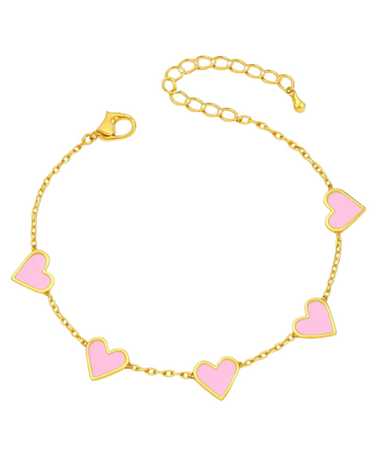 Black Enamel Jane Heart Chain Link Bracelet