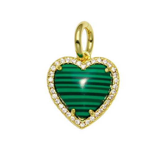 18K Vermeil Malachite Mini Heart Charm