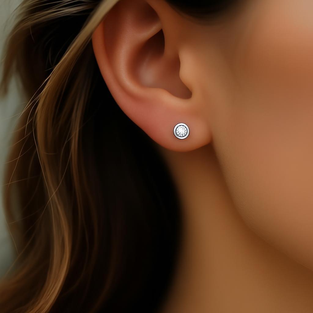 Sterling Silver Bezel Set Earrings
