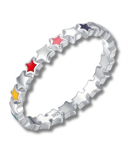 Sterling Silver Enamel Star Ring