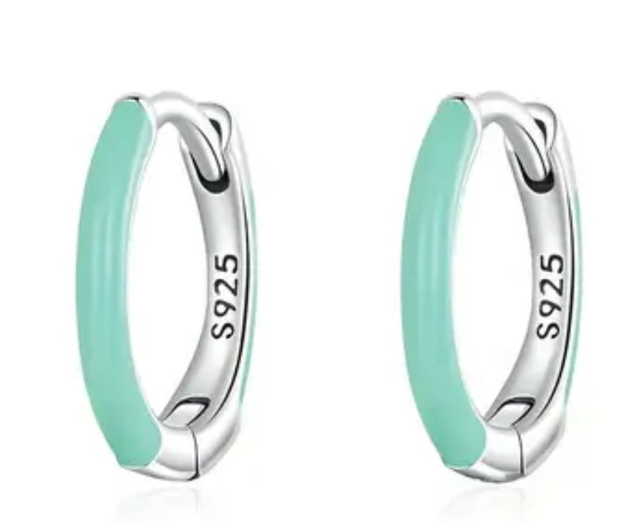 Sterling Silver & Enamel Sarah Hoop Earrings