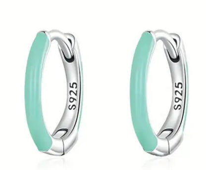 Sterling Silver & Enamel Sarah Hoop Earrings