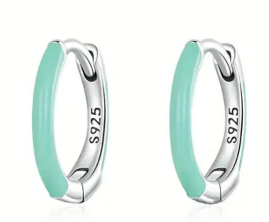 Sterling Silver & Enamel Sarah Hoop Earrings