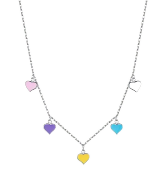 Sterling Silver Enamel Heart Necklace