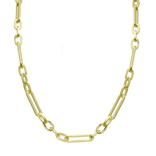 18K Elongated Paperclip Chain Necklace