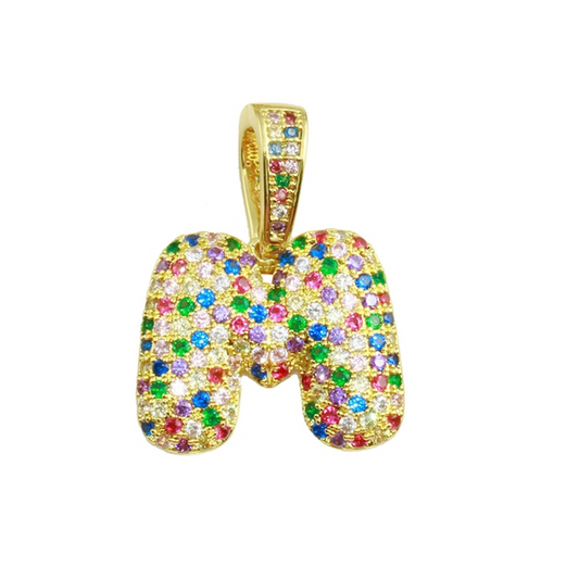 18K Vermeil Rainbow Bubble Initial Charm