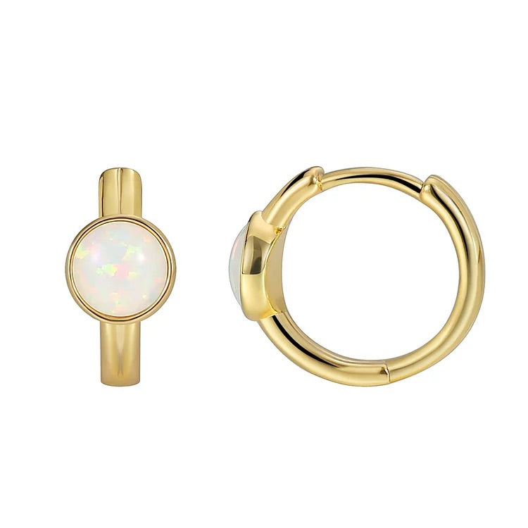 18K Gold-Plated Opal Huggie Hoop Earrings