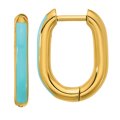 Kenna Enamel Oval Hoop Earrings