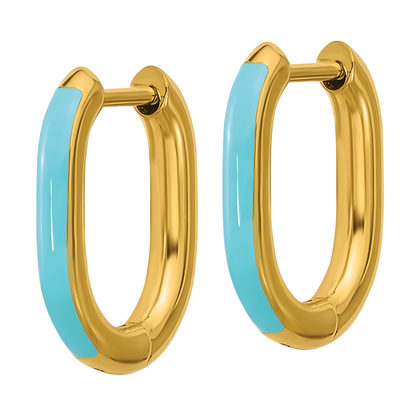 Kenna Enamel Oval Hoop Earrings