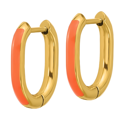Kenna Enamel Oval Hoop Earrings