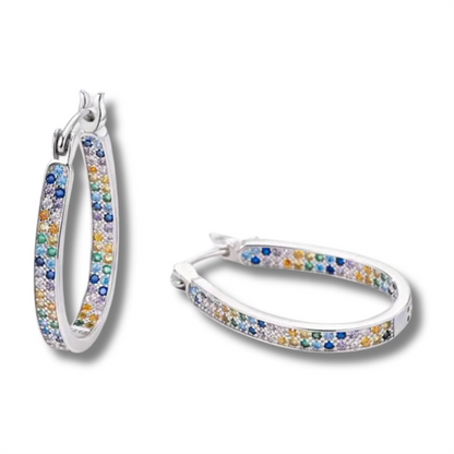 Sterling Silver Oval Hoop Earrings