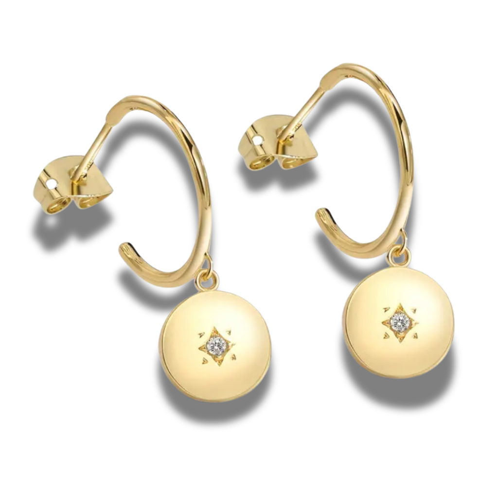 14K Vermeil Disc Drop Earrings