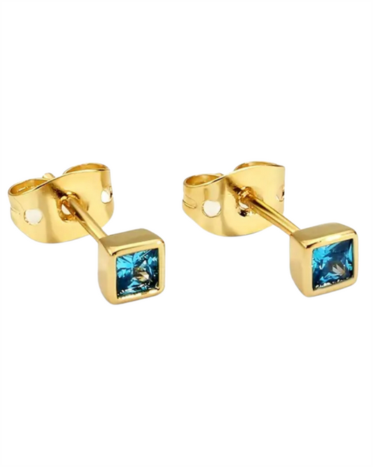 14K Vermeil Princess Cut Earrings