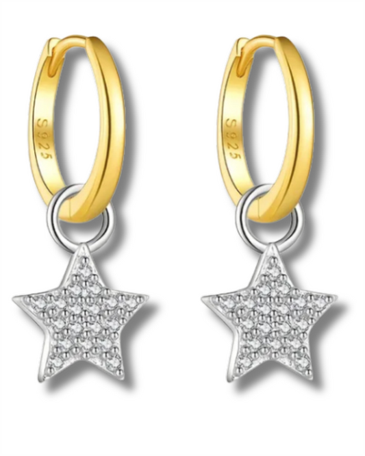 Sterling Silver & 14K Vermeil Star Drop Earrings