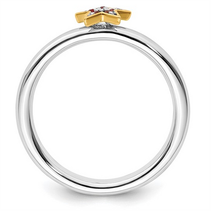 Two-Tone Izzy Ruby Star Ring