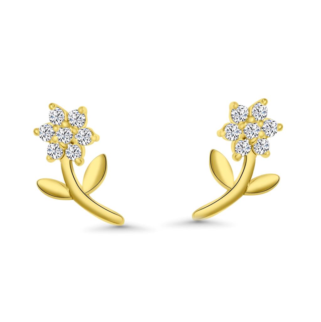 14K Vermeil Flower & Stem Earrings