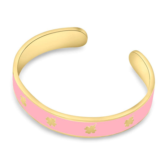 18K Vermeil Pink Enamel Clover Cuff