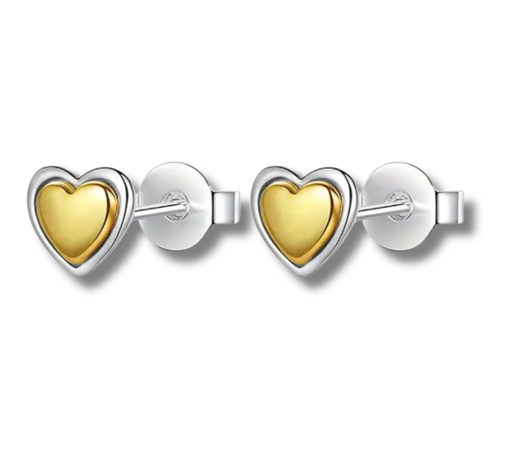 Two-Tone Amanda Heart Stud Earrings