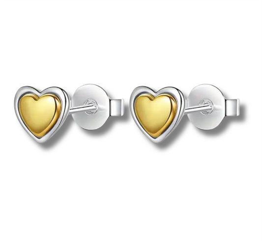 Two-Tone Amanda Heart Stud Earrings