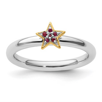 Two-Tone Izzy Ruby Star Ring