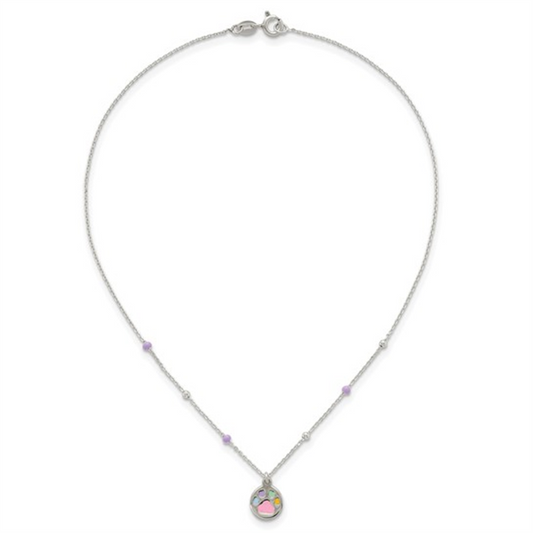 Sterling Silver Furever Friends Paw Necklace
