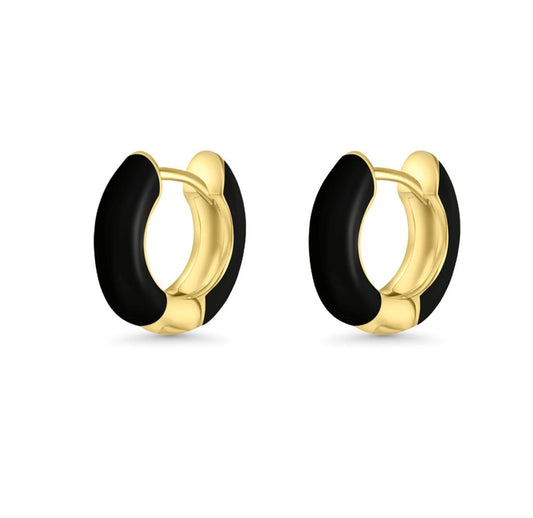 14K Vermeil & Black Enamel Earrings