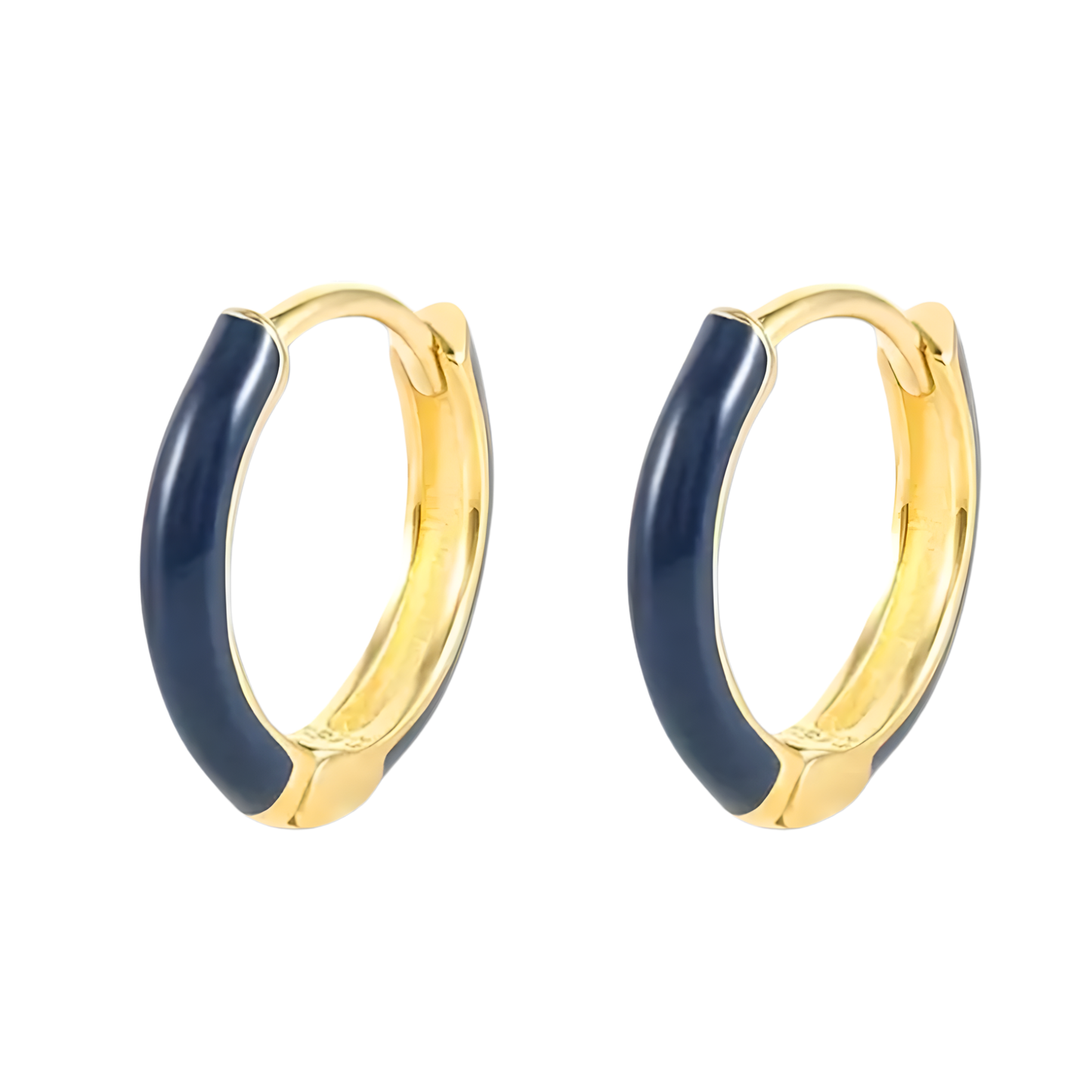 Gold Vermeil Sarah Navy Enamel Earrings