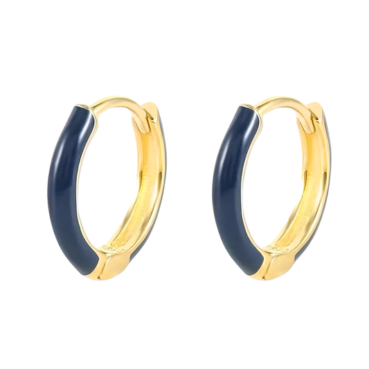 Gold Vermeil Sarah Navy Enamel Earrings