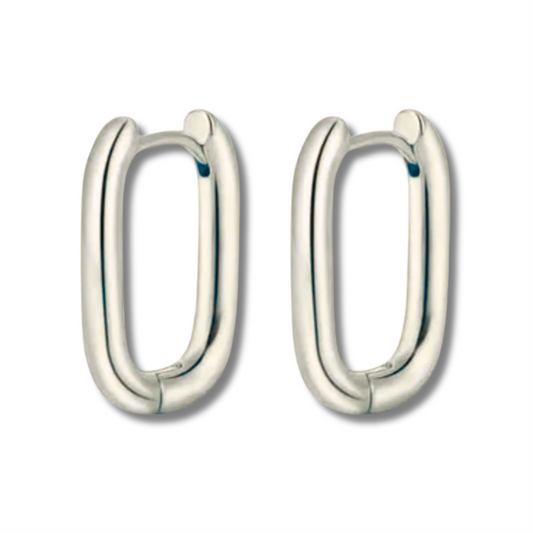 Sterling Silver Oval Huggie Earrings